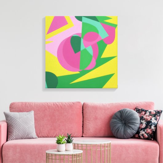 Balancing Act Yellow Background Canvas Print (Insitu (Woonkamer))