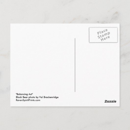 "Balancing Act" Zwart Beer Wildlife Briefkaart (Achterkant)