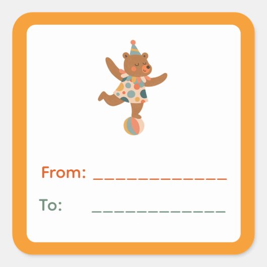 Balancing Circus Bear Gift Label (Voorkant)