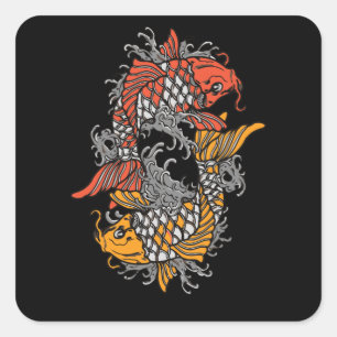 Balancing Koi Vierkante Sticker
