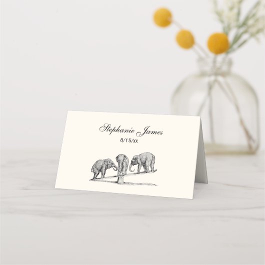 Balancing Olifanten Seesaw Place Escort Kaart Ivoo Plaatskaartje (Voorkant)