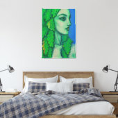 Balanis, droog, groene bladeren, bosgodin, kunst canvas afdruk (Insitu (Slaapkamer))