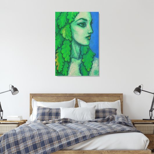 Balanis, droog, groene bladeren, bosgodin, kunst canvas afdruk (Insitu (Slaapkamer))