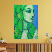 Balanis, droog, groene bladeren, bosgodin, kunst canvas afdruk (Insitu (Woonkamer))