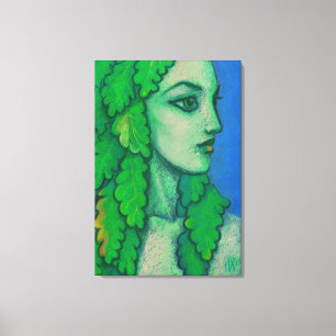 Balanis, droog, groene bladeren, bosgodin, kunst canvas afdruk