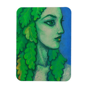 Balanis, droog, groene bladeren, bosgodin, kunst magneet