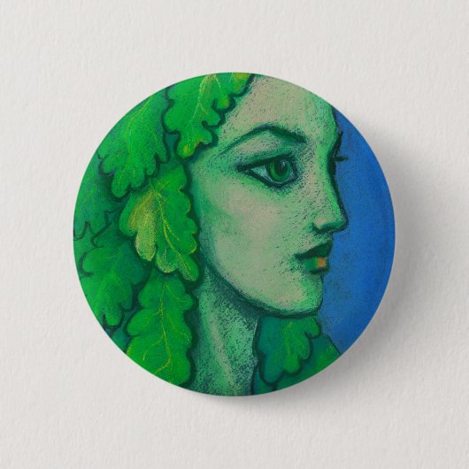 Balanis, droog, groene bladeren, bosgodin, kunst ronde button 5,7 cm (Voorkant)