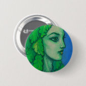 Balanis, droog, groene bladeren, bosgodin, kunst ronde button 5,7 cm (Voorkant /achterkant)