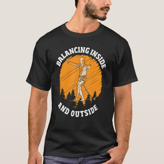 Balans binnen en buiten de lackline Yoga-tekort T-shirt (Voorkant)