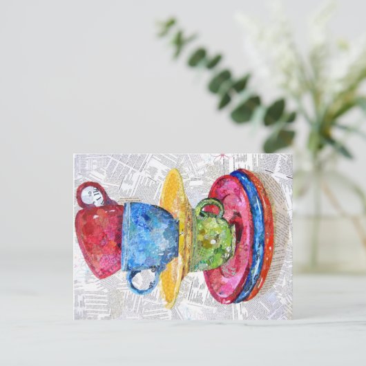 Balans - collage kunst briefkaart (Staand voorkant)