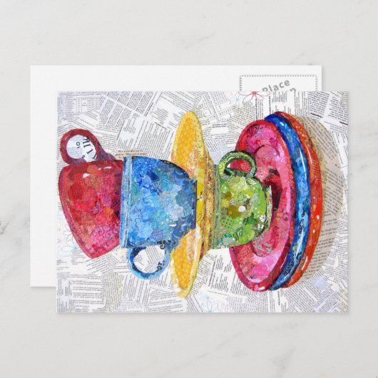 Balans - collage kunst briefkaart (Voorkant / Achterkant)