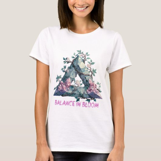 Balans in Bloom Crystal Driehoek Bloemen T-shirt (Voorkant)