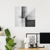 Balans in contrast – minimalistische grijsschaal poster (Thuiskantoor)