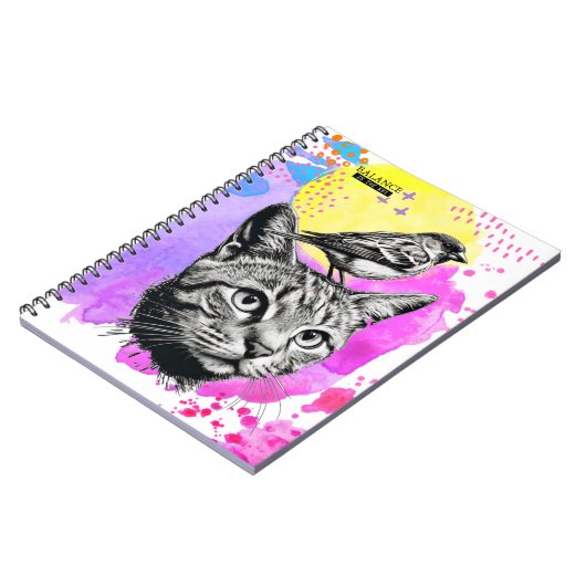 Balans is de sleutel - kat + vogel | Notitieboek J (Linkerzijde)
