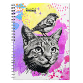 Balans is de sleutel - kat + vogel | Notitieboek J (Voorkant)