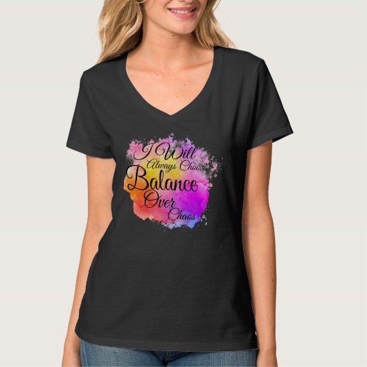 Balans over Chaos V-Neck T-shirt Black (Voorkant)