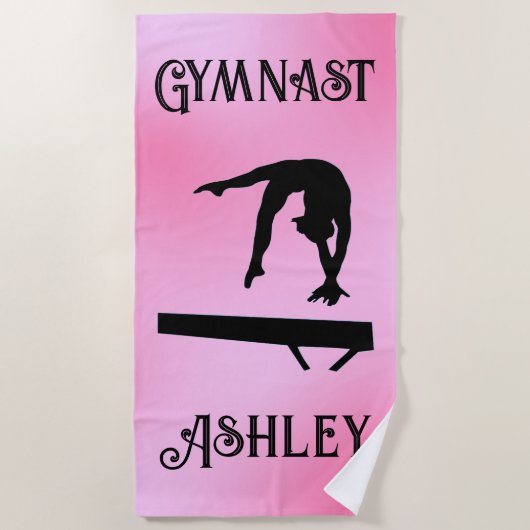 Balans roze blindgymnast strandlaken (Voorkant)