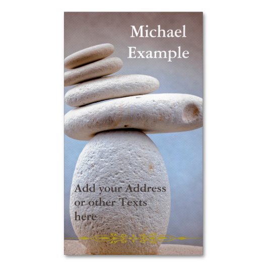 Balans tussen Stones Square + jouw tekst & ideeën Visitekaartje Magneet (Voorkant Verticaal)