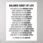 Balans van het leven Funny Accounting Poster (Voorkant)