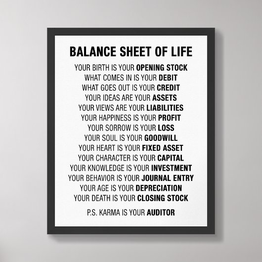 Balans van het leven Funny Accounting Poster