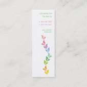Balans van kleurrijke regenboogkuikens mini visitekaartje (Achterkant)
