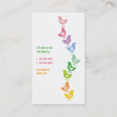 Balans van kleurrijke regenboogkuikens visitekaartje (Achterkant)