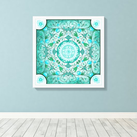 Balans van Natuur Healing Mandala Canvas Afdruk (Insitu (Houten vloer))