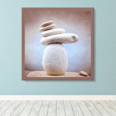 Balansende Stones Square + uw ideeën Canvas Afdruk (Insitu (Houten vloer))