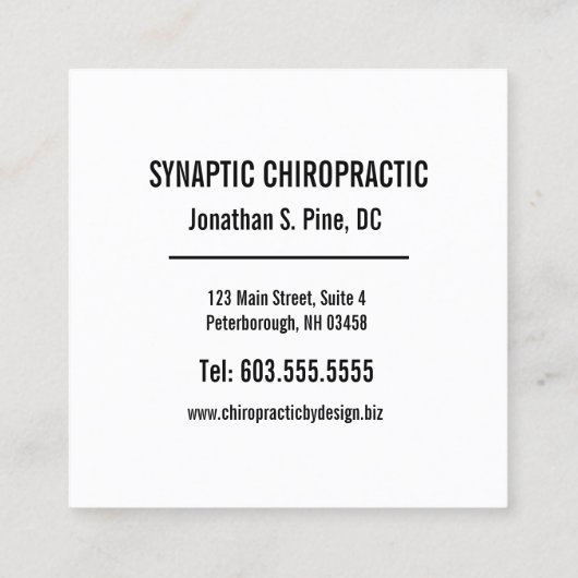 Balansstones Square Chiropractic Vierkante Visitekaartje (Achterkant)