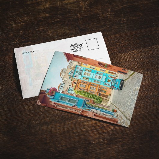 Balat Istanboel Turkije Waterverf Briefkaart