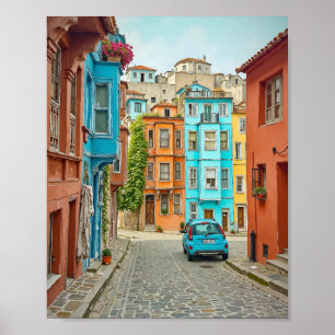 Balat Istanboel Turkije Waterverf Poster