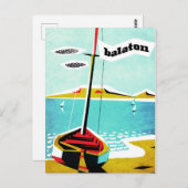 Balaton-meer, vissersboot op de kust, Hongarije Briefkaart (Voorkant / Achterkant)