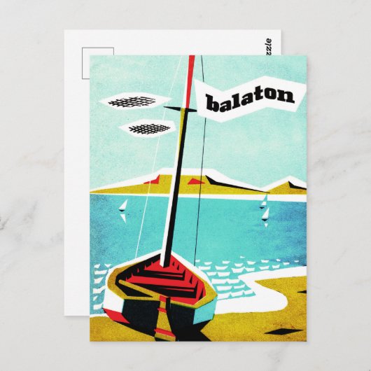 Balaton-meer, vissersboot op de kust, Hongarije Briefkaart (Voorkant / Achterkant)