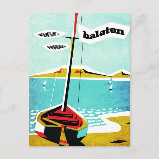 Balaton-meer, vissersboot op de kust, Hongarije Briefkaart (Voorkant)