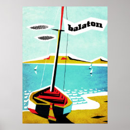 Balaton-meer, vissersboot op de kust, Hongarije Poster
