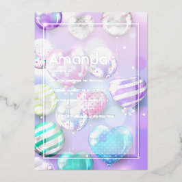 Balballon Bokeh Birthday Party Folie Uitnodiging