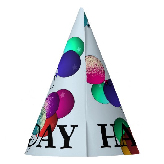 Balballon Happy Birthday Pet Colorful Fun Feesthoedjes (Achterkant)