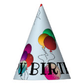 Balballon Happy Birthday Pet Colorful Fun Feesthoedjes (Voorkant)