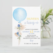 Balballonjongen Eerste verjaardag Uitnodiging Boho (Staand voorkant)