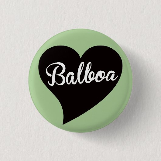 Balboa Black Heart Mint Ronde Button 3,2 Cm (Voorkant)