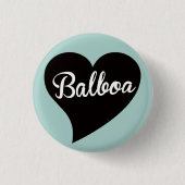 Balboa Black Heart Powder Blue Ronde Button 3,2 Cm (Voorkant)