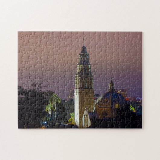 Balboa Park California Tower Dome bij zonsondergan Legpuzzel (Horizontaal)
