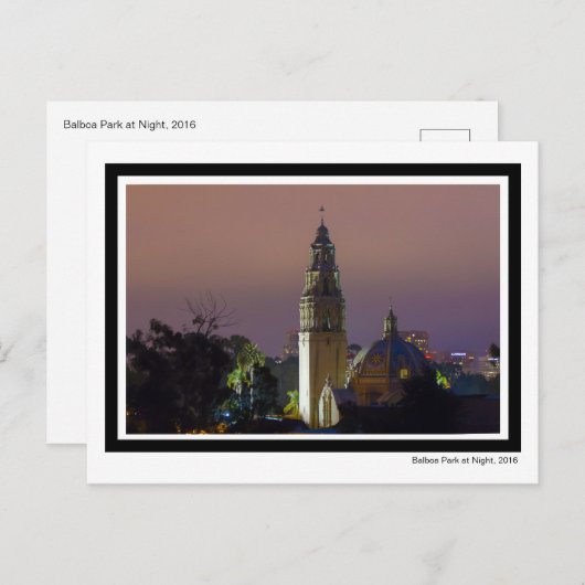 Balboa Park op de Night Tower Dome Architecture Briefkaart (Voorkant / Achterkant)