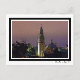 Balboa Park op de Night Tower Dome Architecture Briefkaart