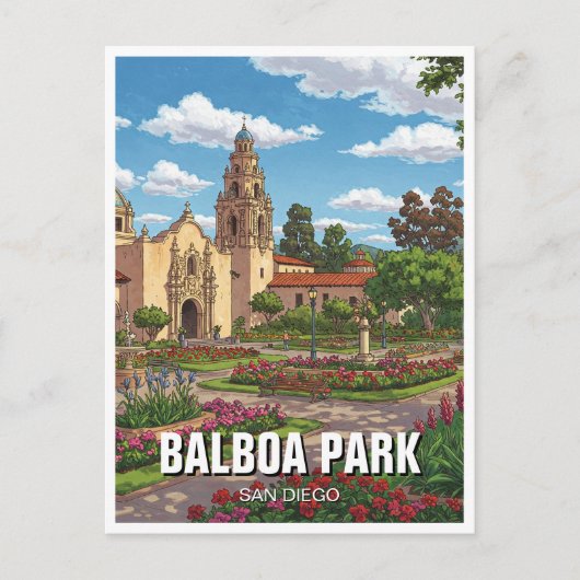 Balboa Park San Diego CA Reizen Briefkaart (Voorkant)