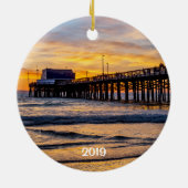 Balboa Pier 2 van Newport ronde Keramisch Ornament (Achterkant)