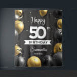 Balck and gold balloons 50th birthday backdrop wandkleed<br><div class="desc">Zwart en gouden ballonnen 50e verjaardag achtergrond tapijt partij banner foto booth gepersonaliseerd,  Neem contact met mij op voor andere AGE. Blush-Rozen ©</div>