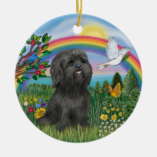 Balck Shih Tzu in Rainbow Bridge Ornament (Voorkant)