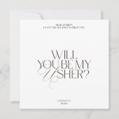 Balck & White Modern Classic Usher Proposal Card Kaart (Voorkant)