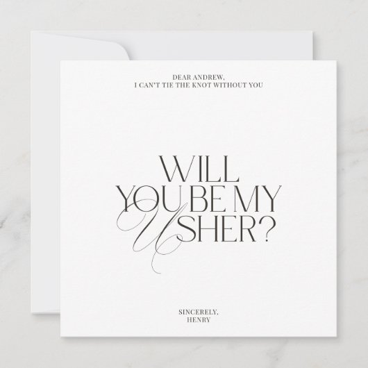 Balck & White Modern Classic Usher Proposal Card Kaart (Voorkant)